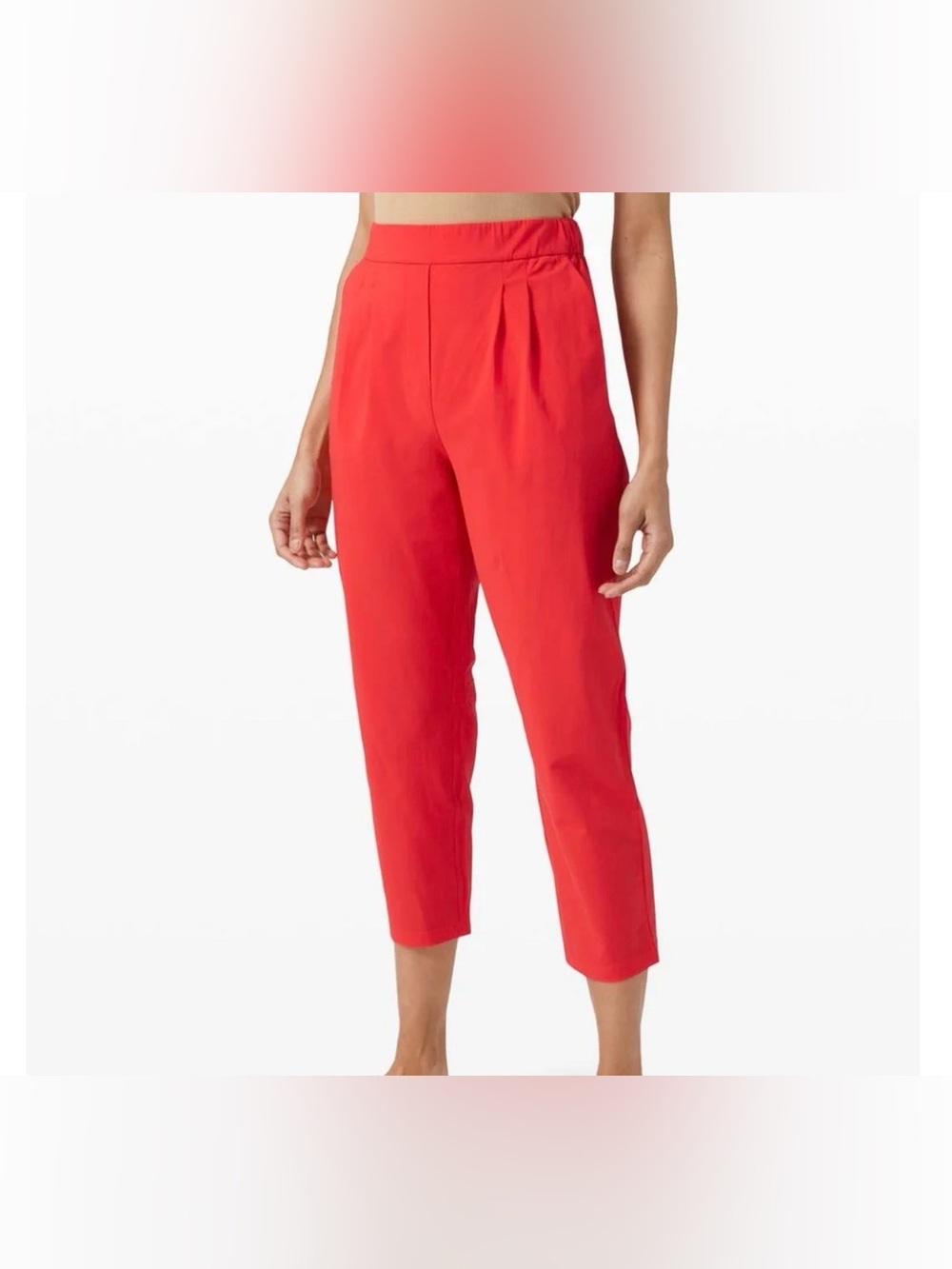 lululemon athletica Red Cropped Tapered Pull-On Pants with Pockets